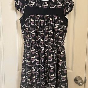 Charming Dress with Bird Pattern